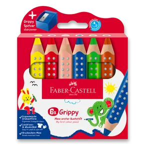 Faber-Castell Grippy Buntstift - 6 Farben, Anspitzer